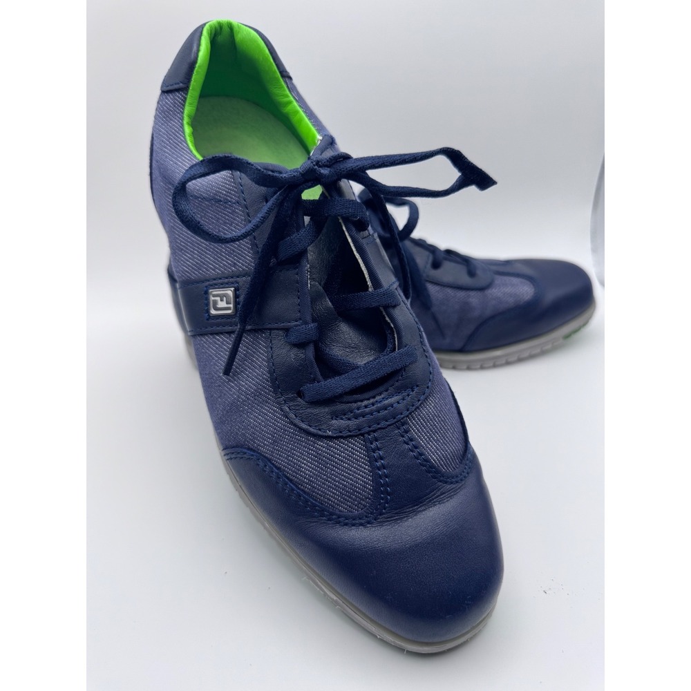 FootJoy Casual Collection Navy Lime Spikeless Golf Shoes 97718 Womens 6.5 M
